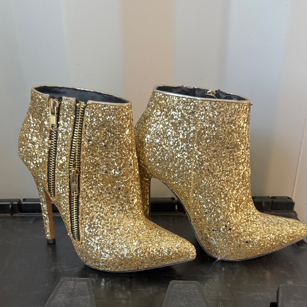 Gold Glitter Ankle Boots new